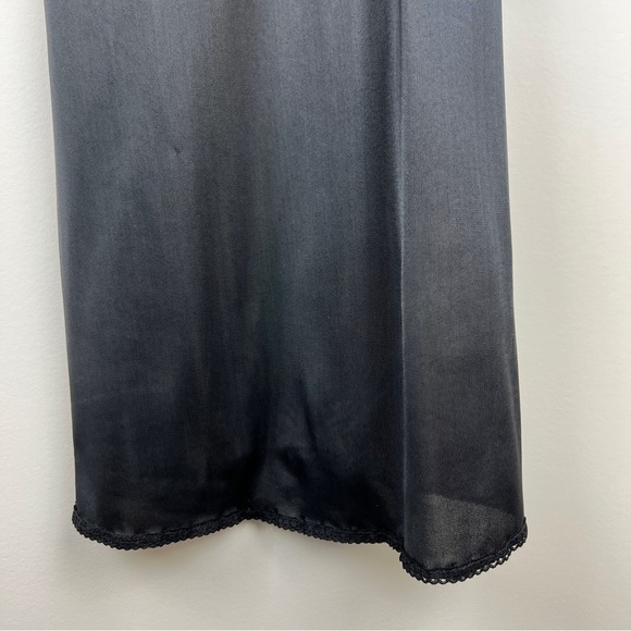 Vintage 90s Y2K Black Satin Lace Trim Slip Dress Size Small - Picture 4 of 9